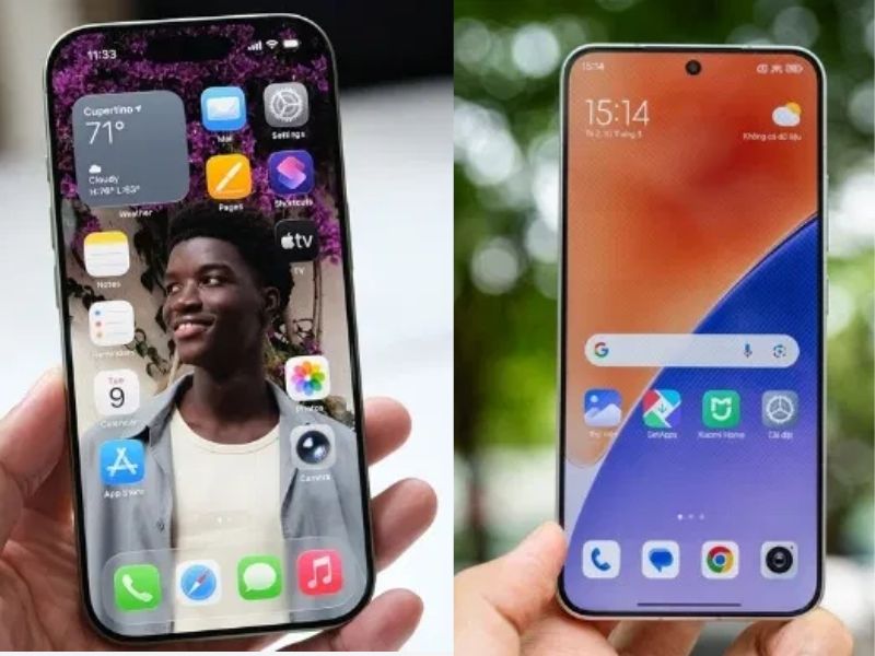 Màn hình iPhone 17 và Xiaomi 15