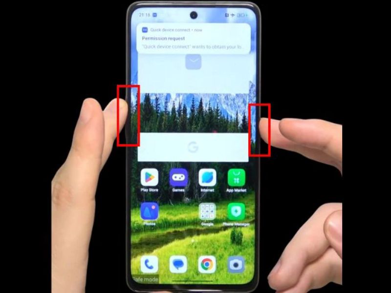 ấn giữ phím nguồn