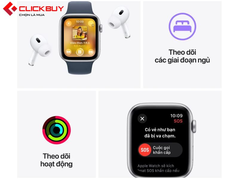 Các tính năng của Apple Watch Series SE 2023 LTE 44mm viền nhôm dây vải