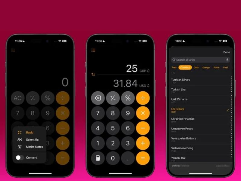 Ứng dụng máy tính trên iOS 18