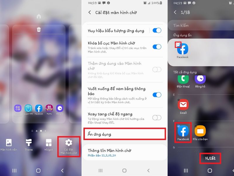 Ẩn ứng dụng trực tiếp từ giao diện One UI
