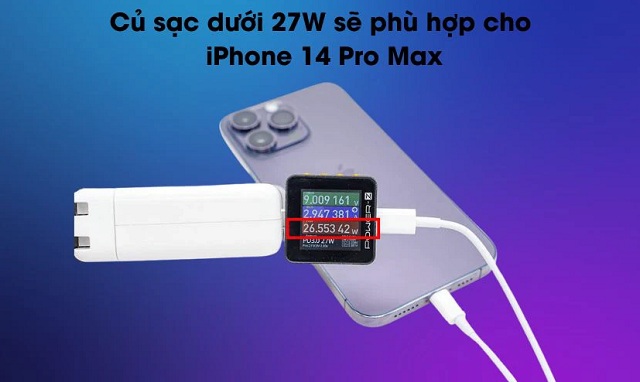 Tùy từng bộ sạc mà thời gian sạc pin đầy của iPhone 14 Pro Max là khác nhau