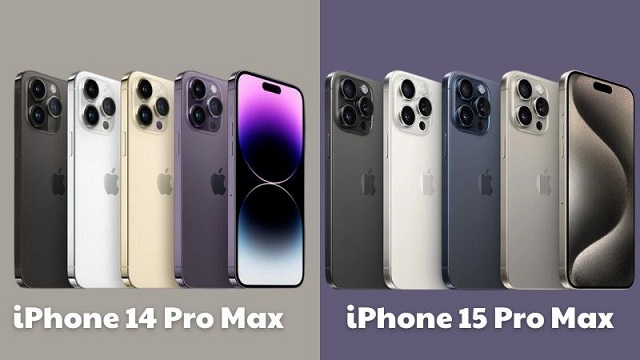 So sánh bảng màu sắc của iPhone 14 Pro Max và 15 Pro Max