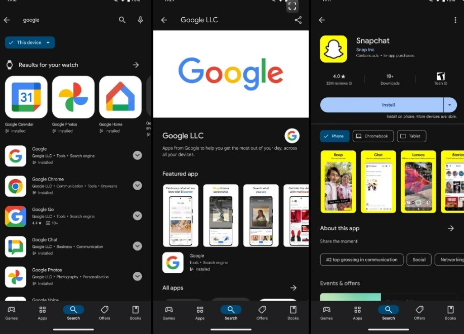 thay đổi trên Google Play store