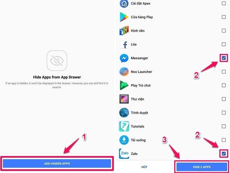 Ẩn ứng dụng Android bằng Apex Launcher
