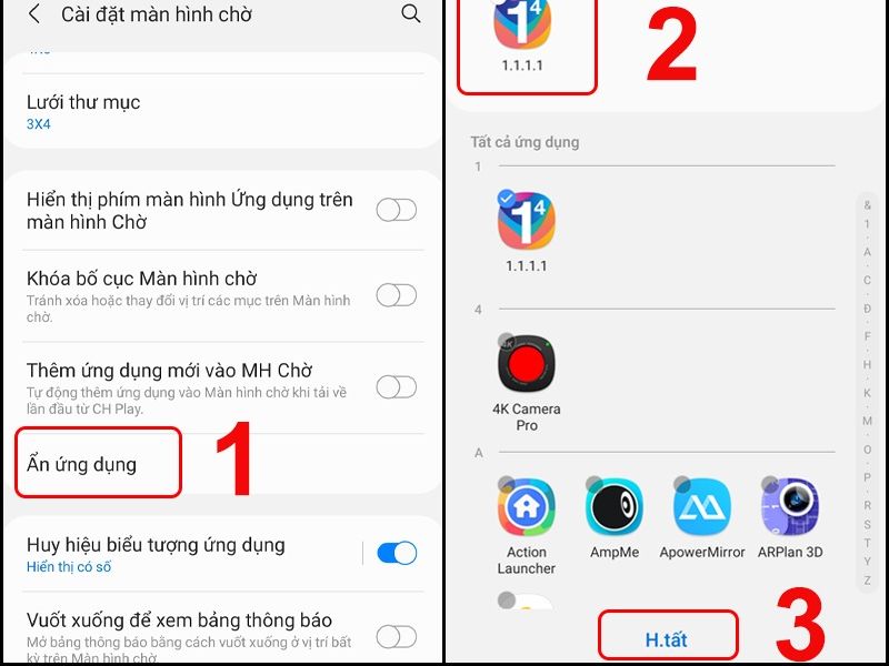 Ẩn ứng dụng trên điện thoại Samsung