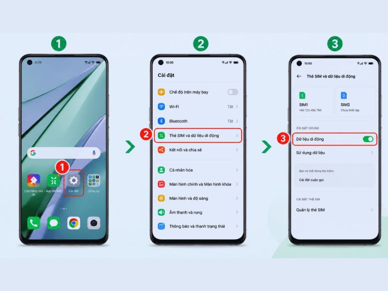 Cách bật 4G trên OPPO trong phần cài đặt