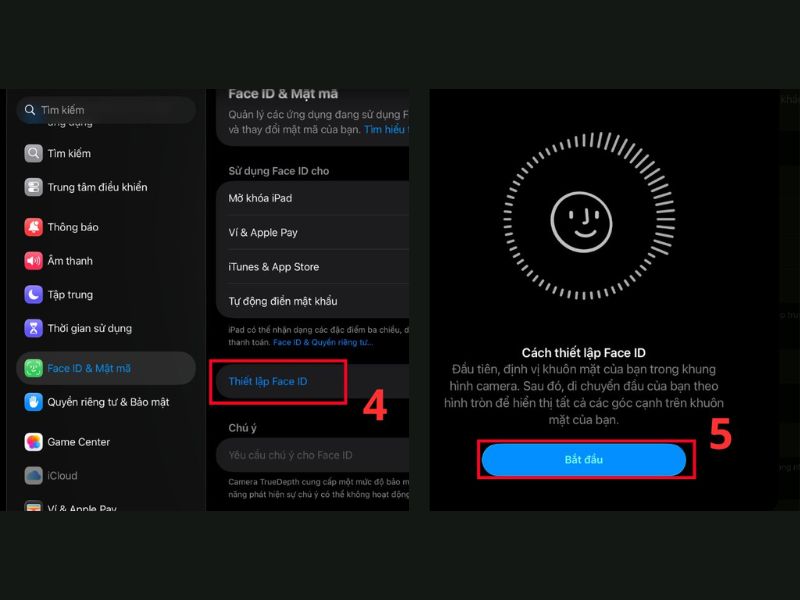 Chi tiết các bước bật Face ID trên iPad