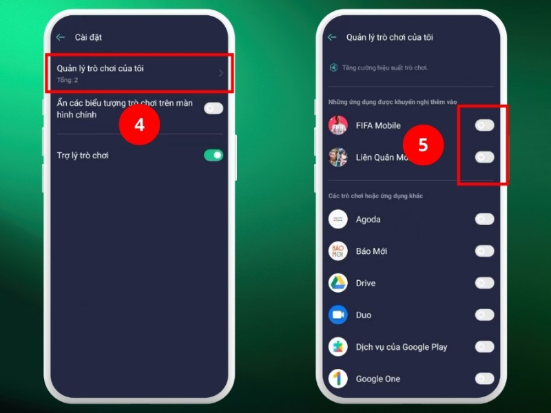 Hướng dẫn bật không gian trò chơi trên Realme