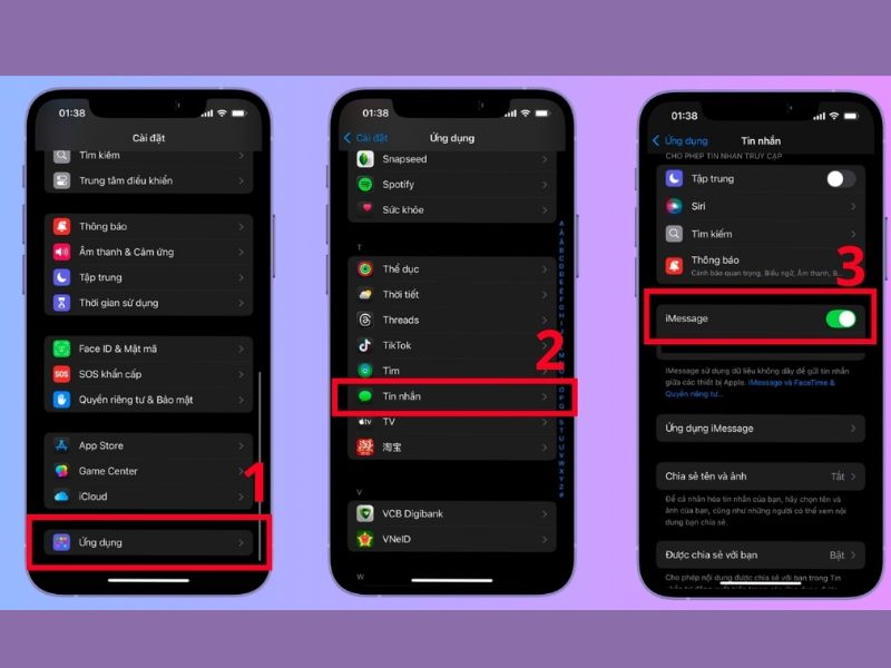 Bật lại tính năng iMessage trên iPhone