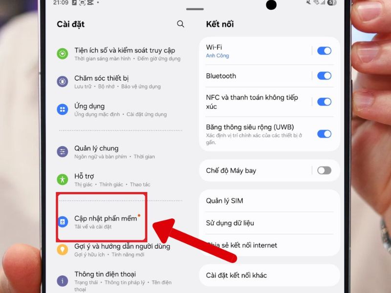 Bước 3: Truy cập phần cập nhật phần mềm