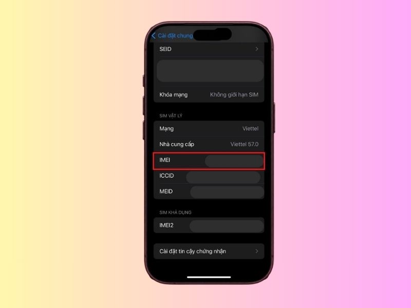 Bước 3: Xác định và ghi lại mã IMEI