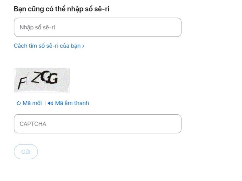 Bước 4: Kiểm tra IMEI trên trang Check Coverage của Apple
