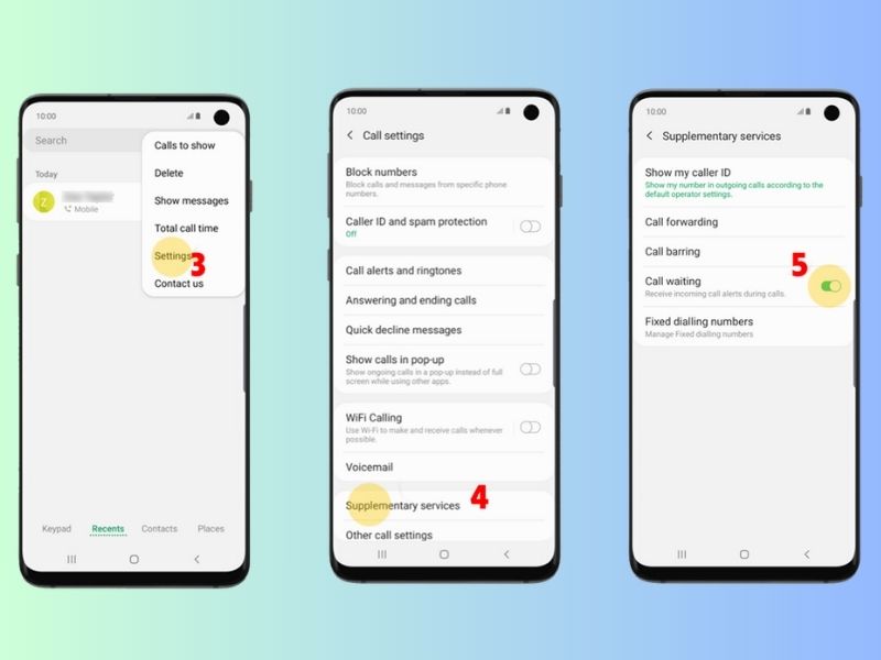 Bật tính năng cài đặt cuộc gọi chờ Samsung