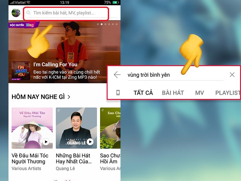 Chọn bài hát cần tải trên Zing MP3