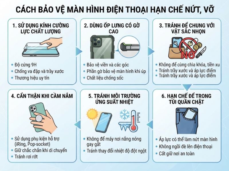 Cách bảo vệ màn hình điện thoại hạn chế nứt, vỡ