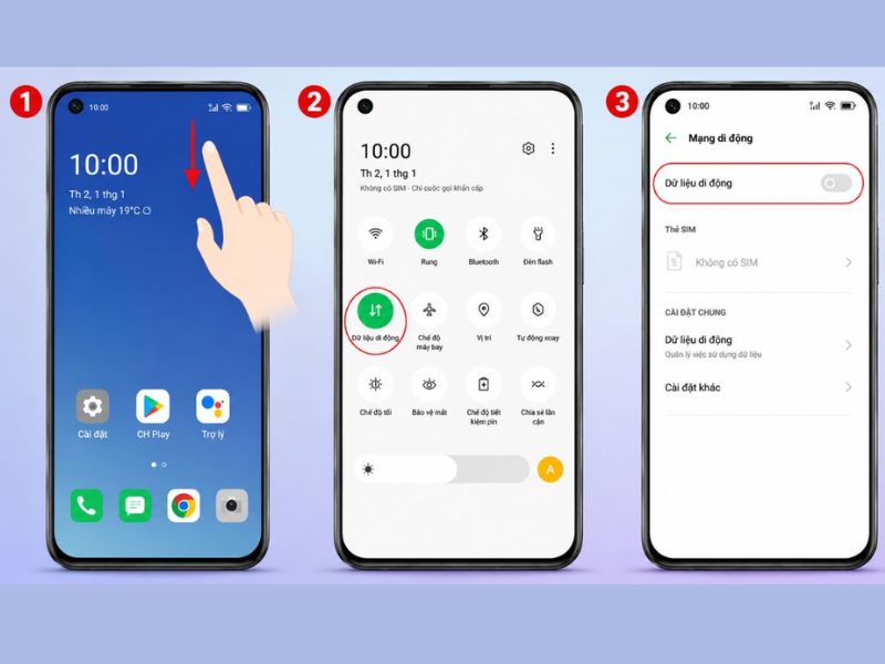Chi tiết cách bật tắt 4G trên OPPO từ thanh điều khiển