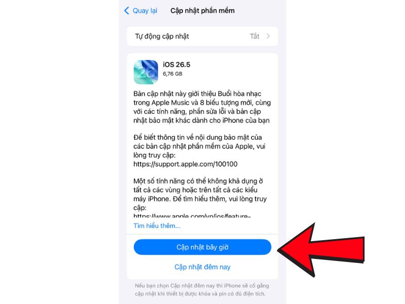 Chi tiết cách cập nhật iOS 26.5