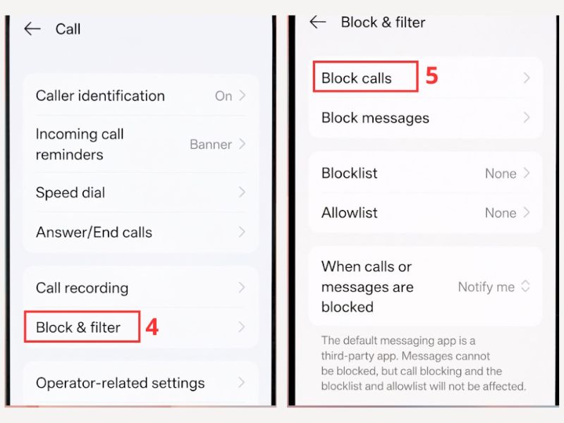 Chặn các số ngoài danh bạ trên OPPO