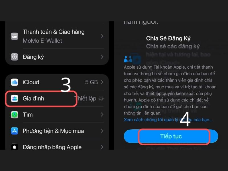 Dùng Family Sharing chia sẻ ứng dụng mất phí trên iPhone