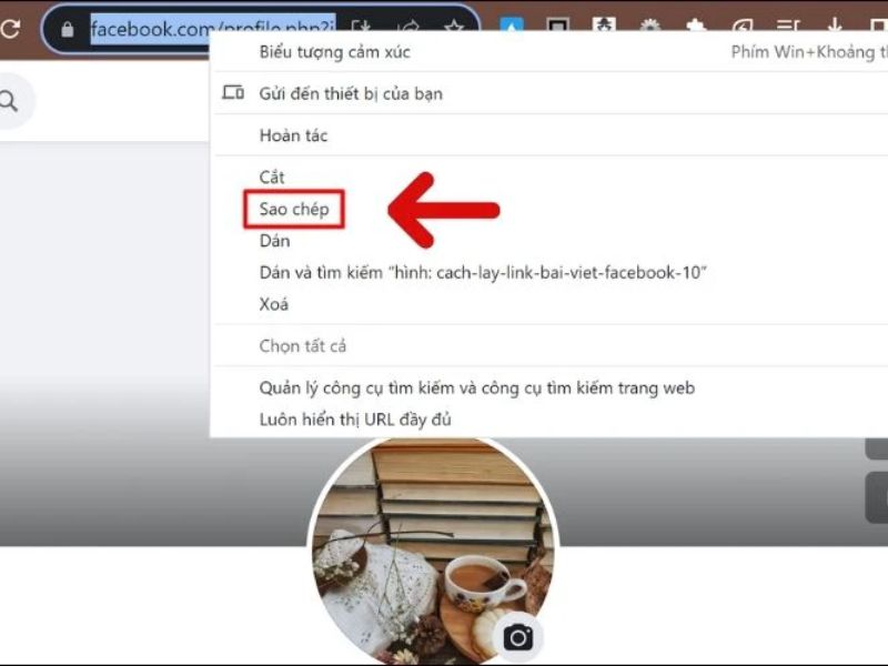 Cách copy đường link Facebook trên máy tính