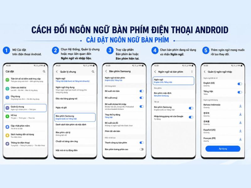 Hướng dẫn cách đổi ngôn ngữ bàn phím trên điện thoại Android