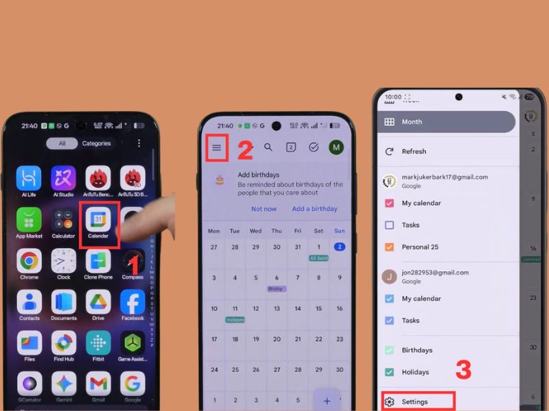 Cách hiển thị lịch âm trên Oppo bằng Google Calendar