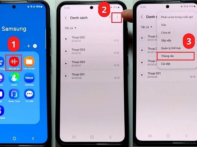 Cách lấy lại ghi âm đã xóa trên Samsung từ Thùng rác
