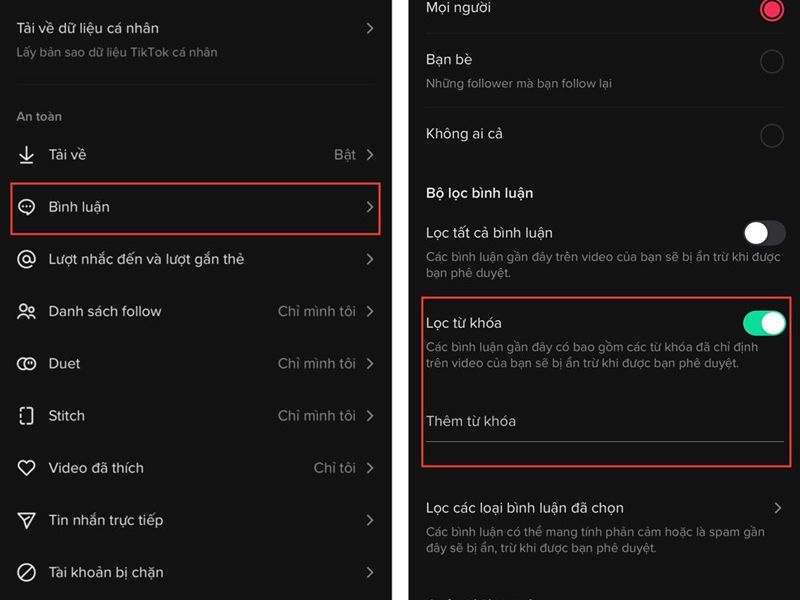 Cách lọc và hạn chế bình luận trên TikTok