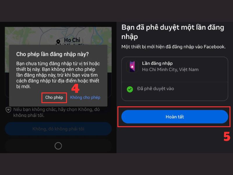 Hoàn tất phê duyệt đăng nhập Facebook trên thiết bị khác