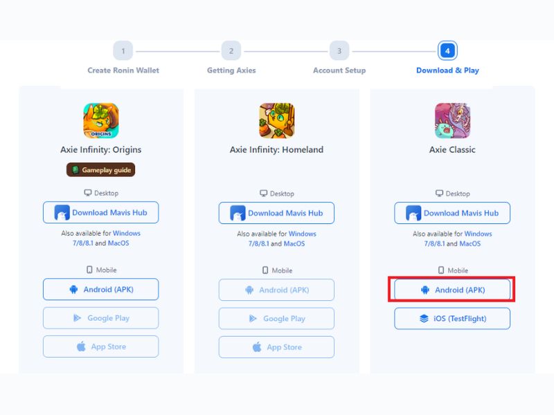 Các bước tải game Axie Infinity