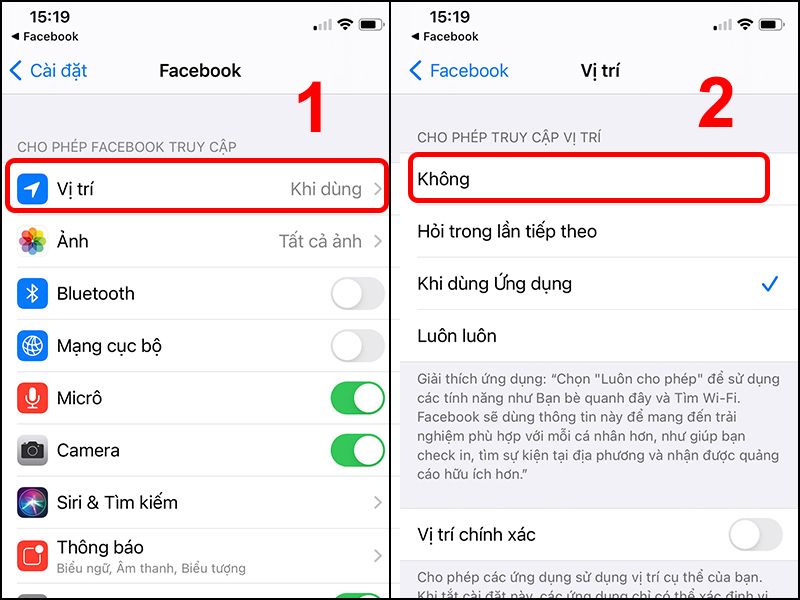 Cách tắt định vị trên Facebook trên iPhone