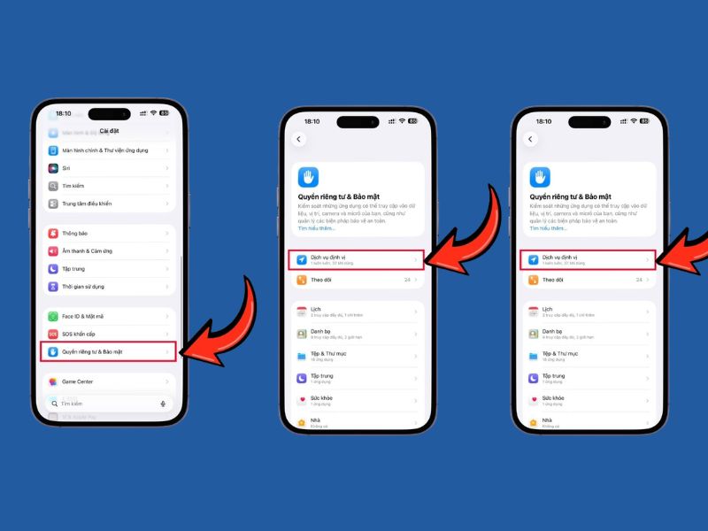 Tắt mũi tên màu xanh trên iPhone