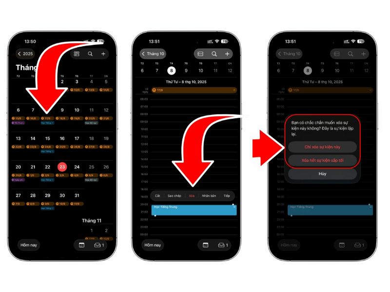 Hướng dẫn cách xóa sự kiện lặp lại trên iPhone cực dễ