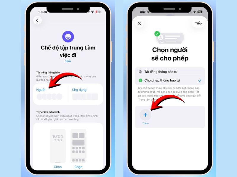 Chọn người có thể gọi khi bật chế độ tập trung