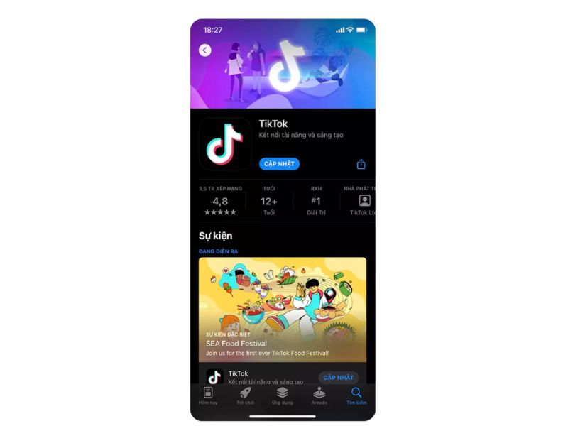 Cập nhật Tiktok lên phiên bản mới nhất để khắc phục lỗi