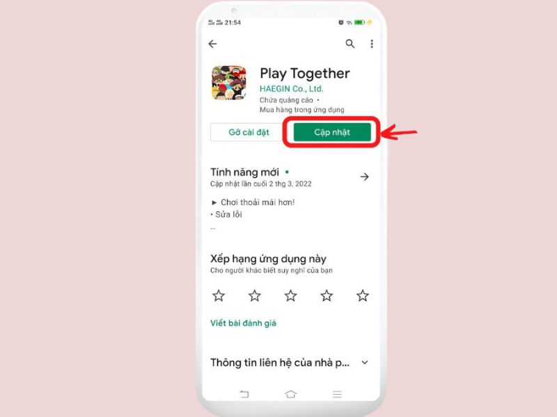 Cập nhật ứng dụng trên CH Play