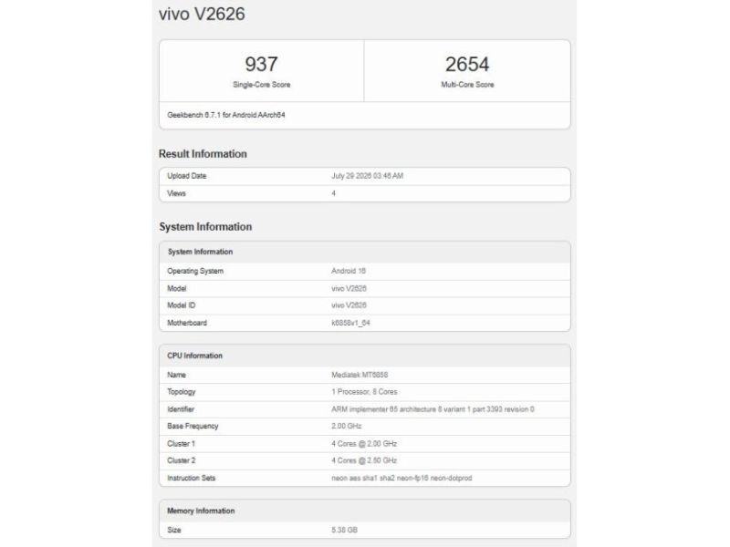 Cấu hình ổn định với chip Dimensity 7300e và nền tảng Android 16