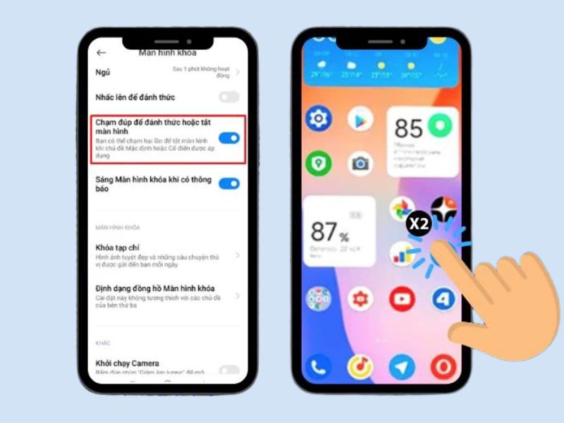 Chạm đúp tắt màn hình điện thoại Xiaomi