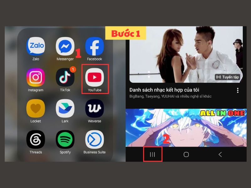 Chia đôi màn hình bằng nút đa nhiệm