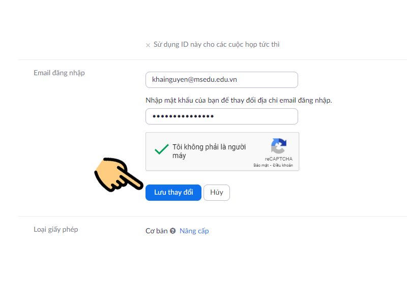 Đăng ký Zoom với email do cơ sở giáo dục cấp