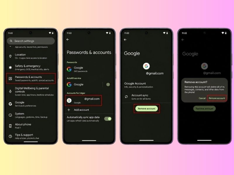 Đăng xuất và đăng nhập lại tài khoản Google