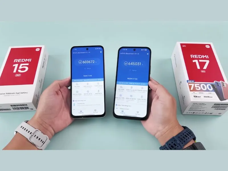 So sánh hiệu năng Redmi 17 5G vs Redmi 15 5G