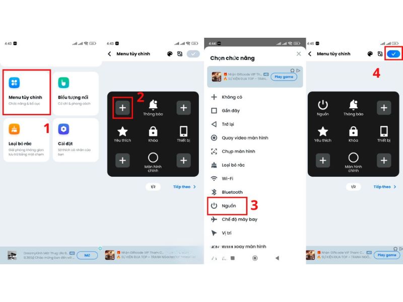 Dùng ứng dụng Easy Touch để mở menu tắt máy
