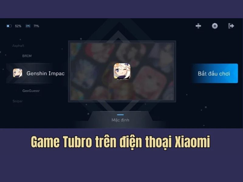Không gian Game Tubor trên Xiaomi