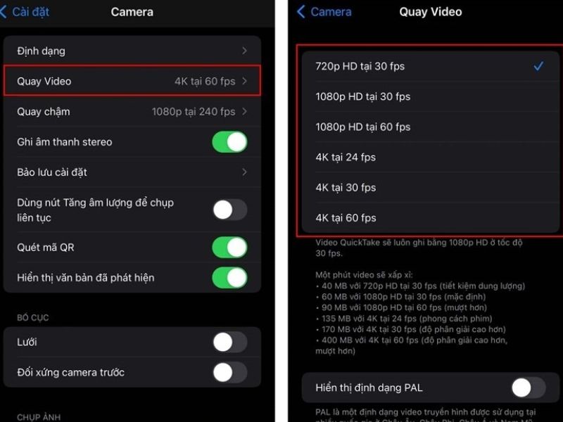 Giảm FPS (khung hình/giây)