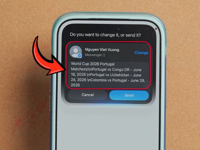 Gửi nội dung ghi chú qua Tin nhắn hoặc Messenger