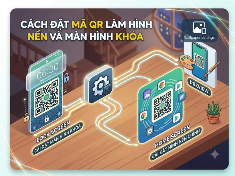 Cách đưa mã QR ra làm màn hình nền 