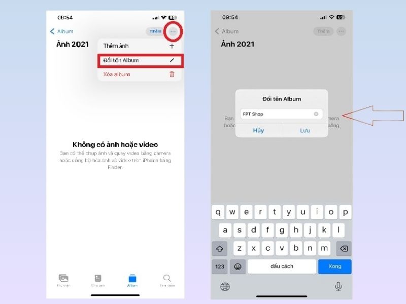 Cách đổi tên photo album trên điện thoại iPhone