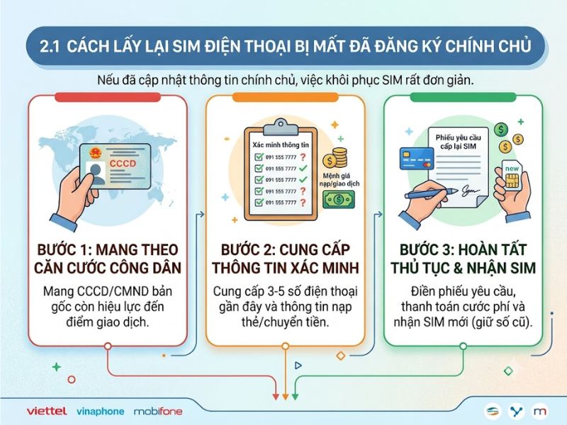 Cách lấy lại số điện thoại khi mất SIM chính chủ